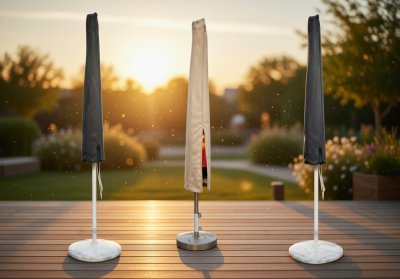 Teak Safe Sonnenschirmhaube mit Reißverschluss und Bedienstab bis Ø 400 cm in 4 Farben