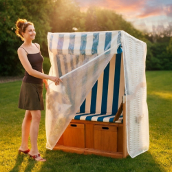 Classic Line Strandkorbhaube mit 2 Reißverschlüssen ab 125 x 90 x 156/135 cm