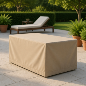 Preview: Tischhaube eckig bodenlang 220 x 100 cm, CREME