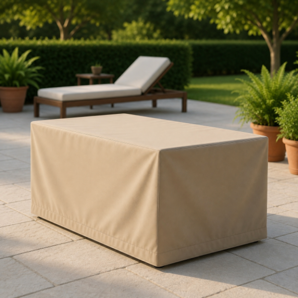 Tischhaube eckig bodenlang 220 x 95 cm, CREME
